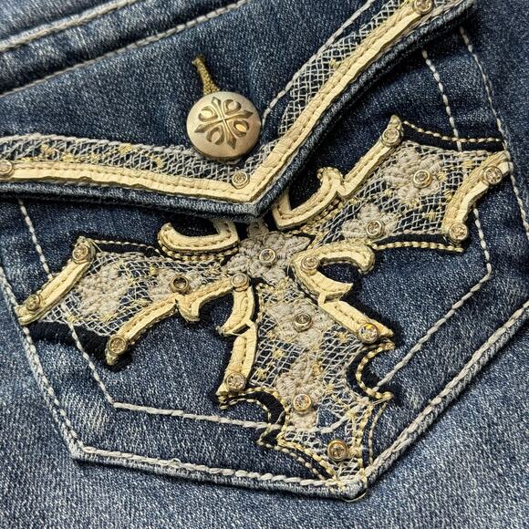 Cyber Y2k Pocket Design Jean Denim Jorts Shorts Love Nation Size 8 - Picture 4 of 6